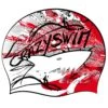 BONNET - FORZA SQUALO - ROUGE/ARGENT -Crazyswim bonnet forza squalo rouge argent